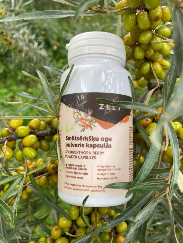Smiltsērkšķu ogu pulvera kapsulas 500 mg