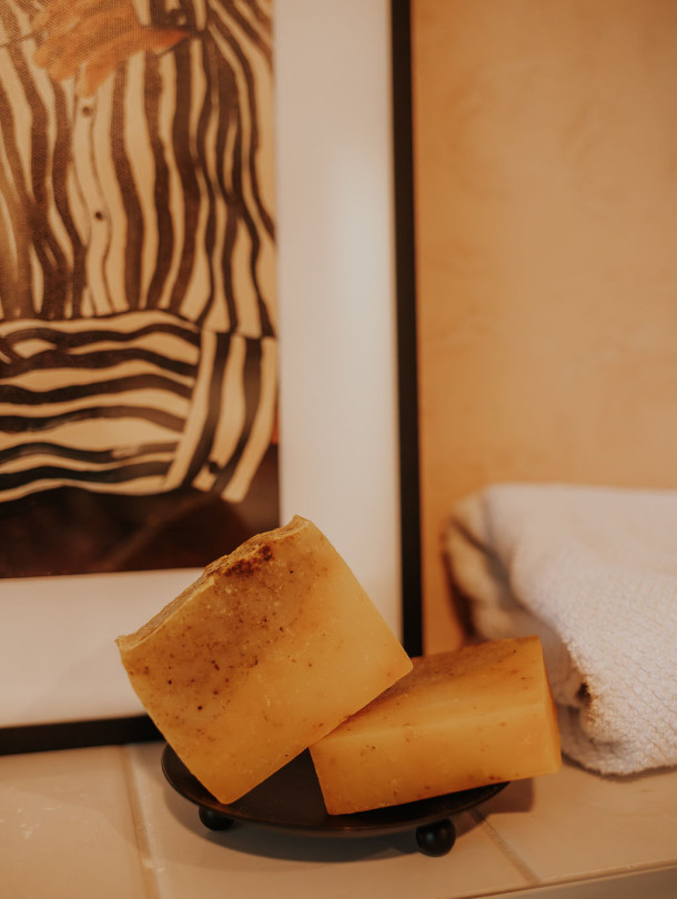 Scrub soap with sea buckthorn powder and coconut oil 