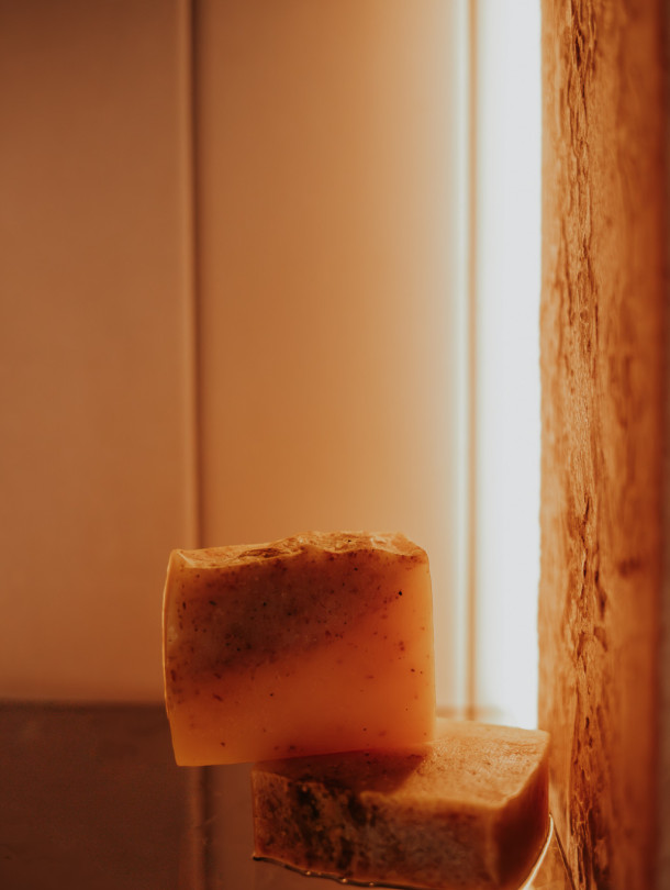 Scrub soap with sea buckthorn powder and coconut oil 