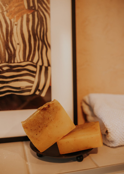 Scrub soap with sea buckthorn powder and coconut oil 