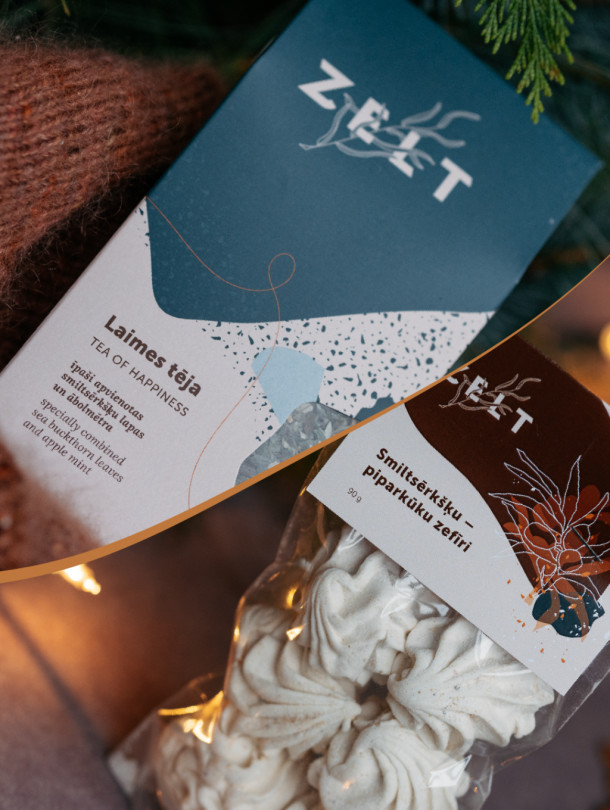 Gift set "Happiness tea + Sea buckthorn - gingerbread marshmallows"