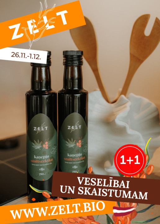 1+1 Kaņepju-smiltsērkšķu eļļa 250 ml