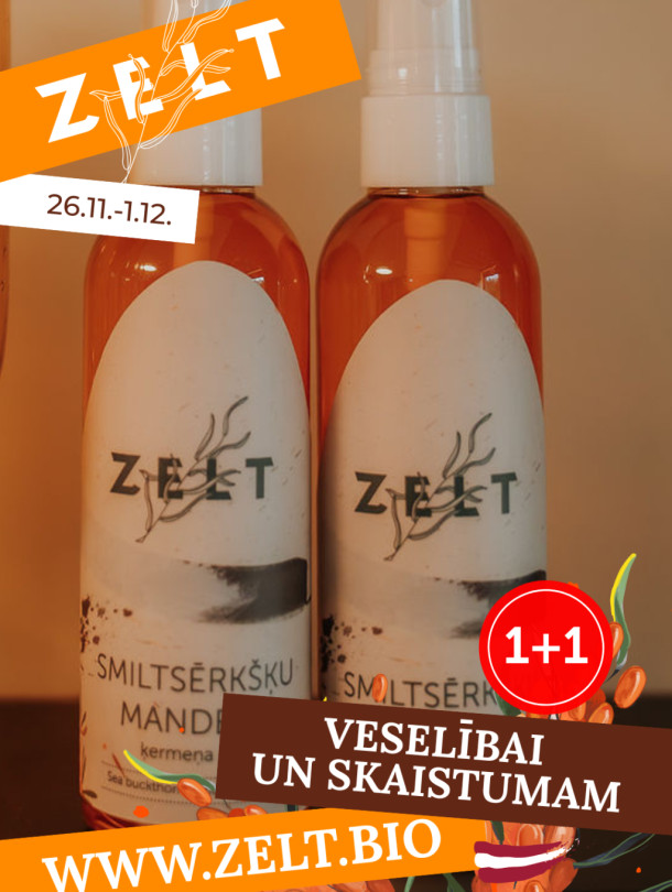 1+1 ZELT BIO Smiltsērkšķu - mandeļu ķermeņa eļļa 100ml