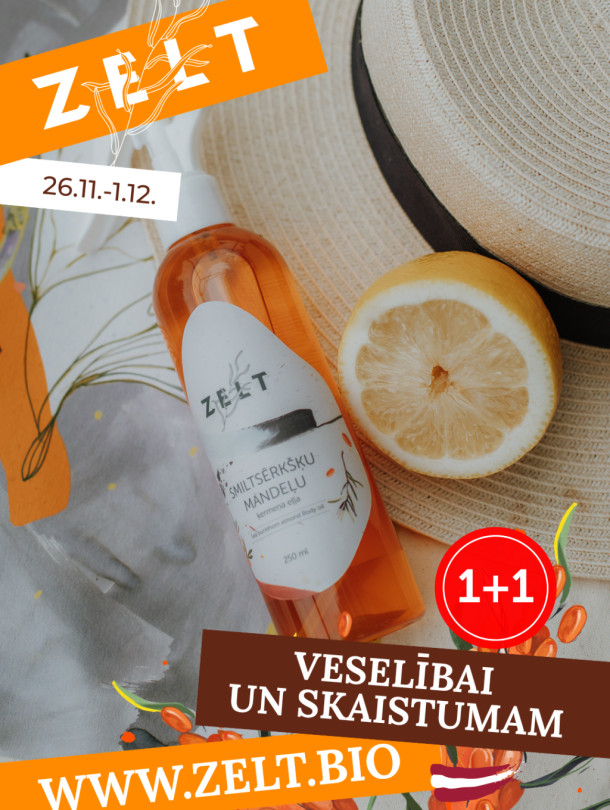 1+1 ZELT BIO Smiltsērkšķu - mandeļu ķermeņa eļļa 250 ml