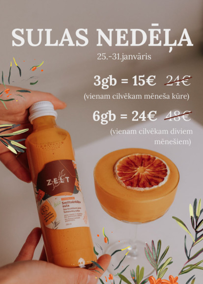 ZELT Premium smiltsērkšķu sulu komplekts 2 mēnešiem (6 x 250 ml)